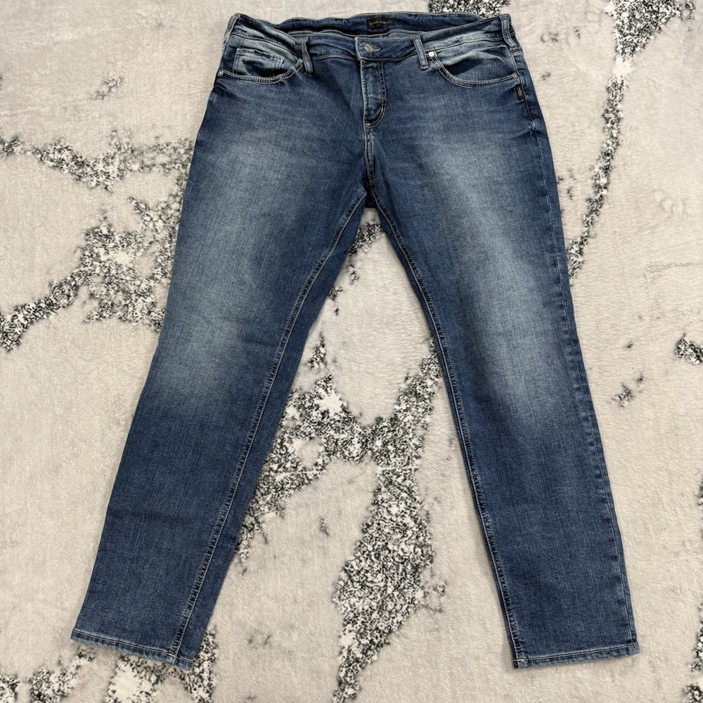 Silver Jeans Co. Girlfriend Jeans Womens Sz 16 Medium Wash Stretch Denim